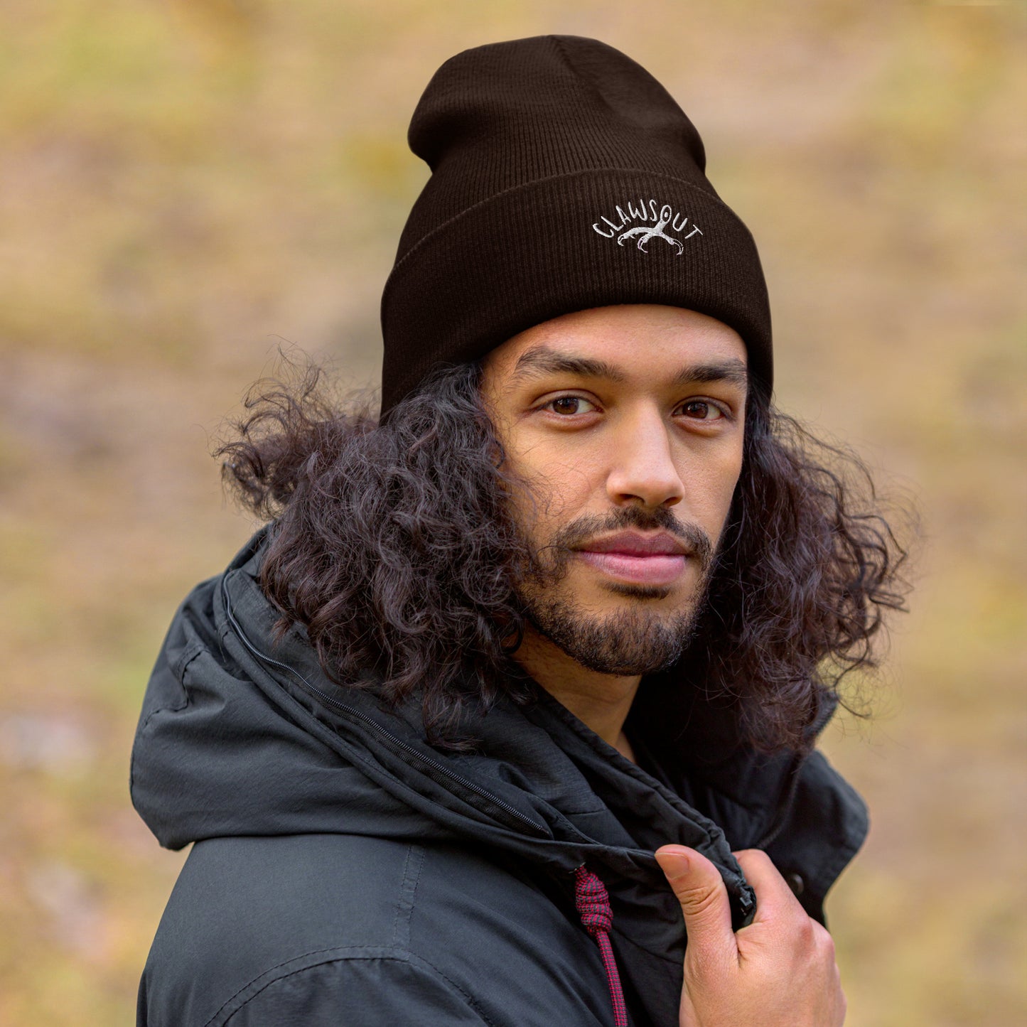 CLAWSOUT Brand Cuffed Beanie with white embroidery