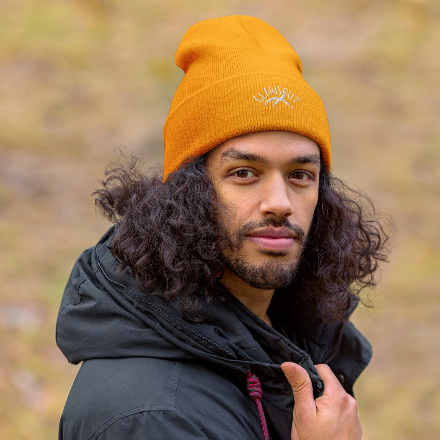 CLAWSOUT Brand Cuffed Beanie with white embroidery