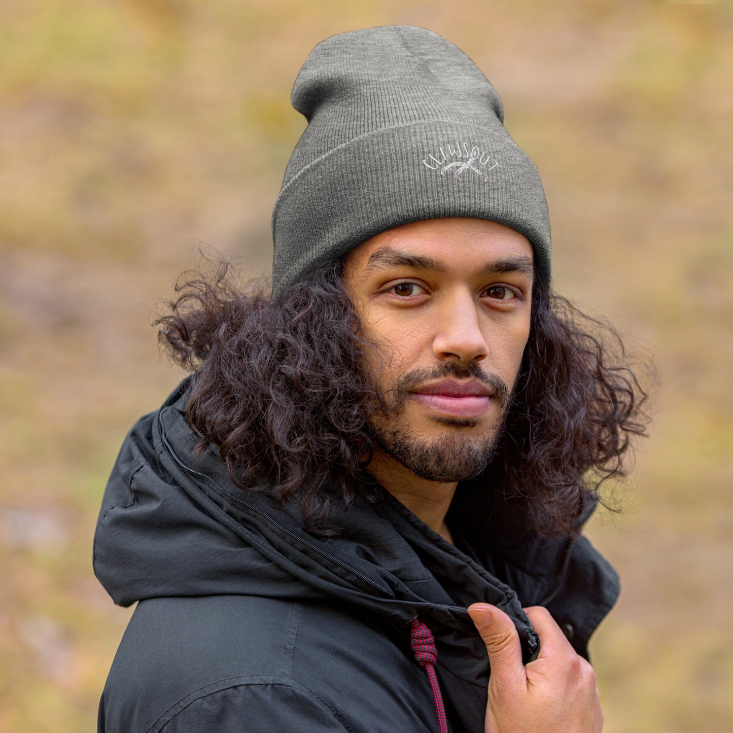 CLAWSOUT Brand Cuffed Beanie with white embroidery