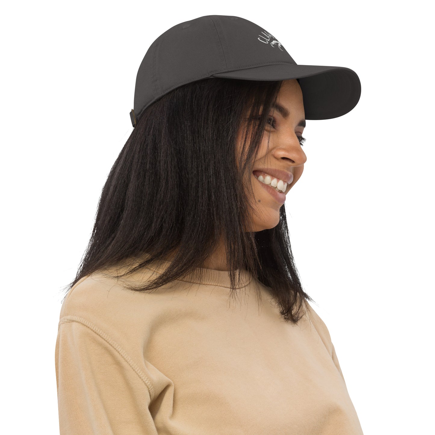 CLAWSOUT brand organic dad hat- white embroidery