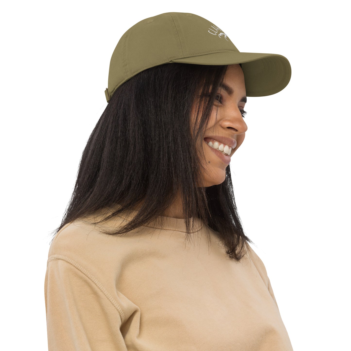 CLAWSOUT brand organic dad hat- white embroidery