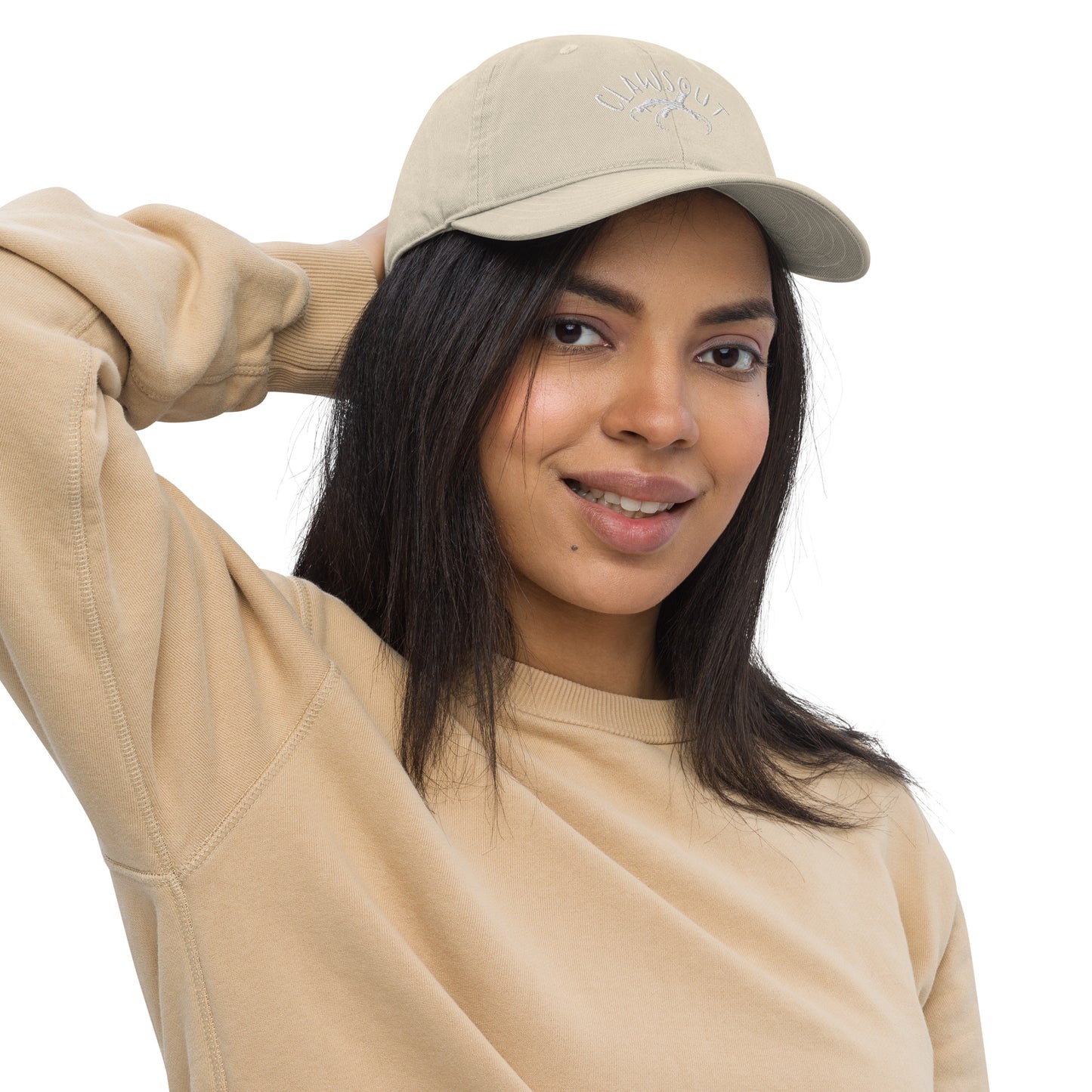 CLAWSOUT brand organic dad hat- white embroidery