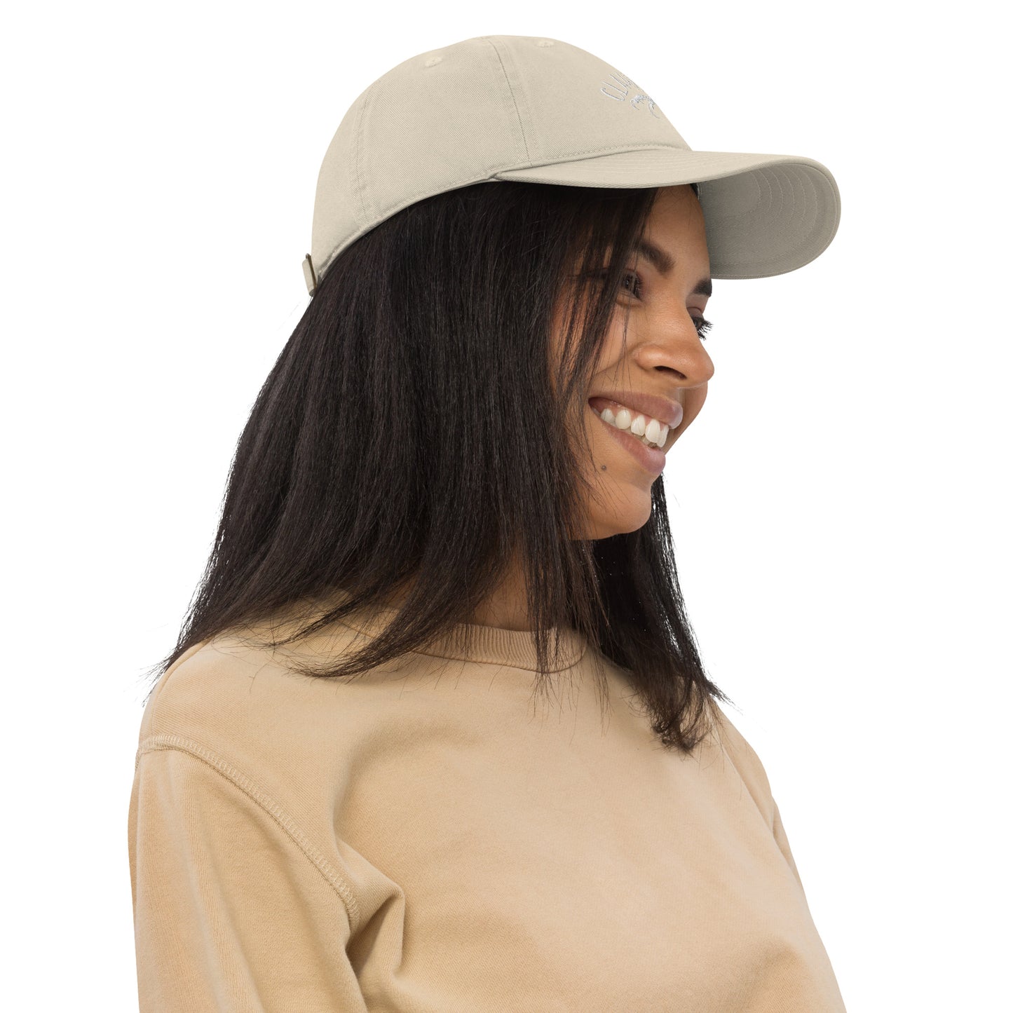 CLAWSOUT brand organic dad hat- white embroidery