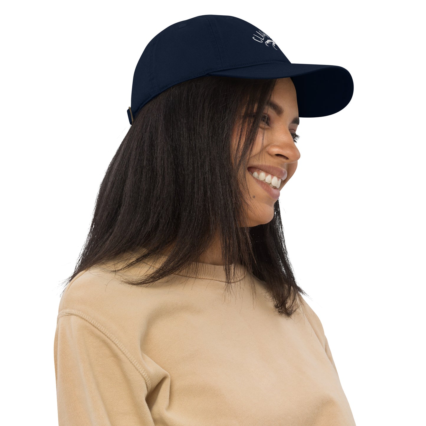 CLAWSOUT brand organic dad hat- white embroidery