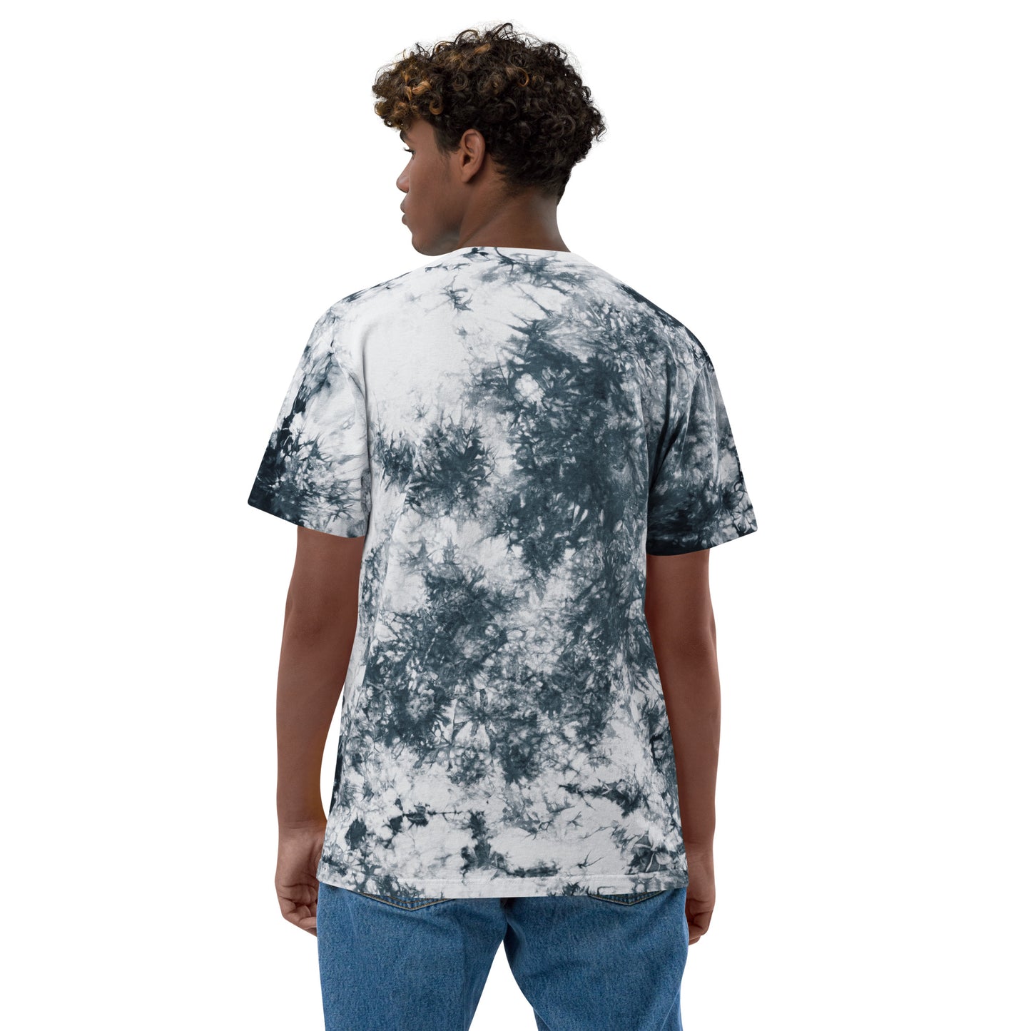 Dolphins are jerks- White Thread Embroidered Oversized Tie-Dye Shirt