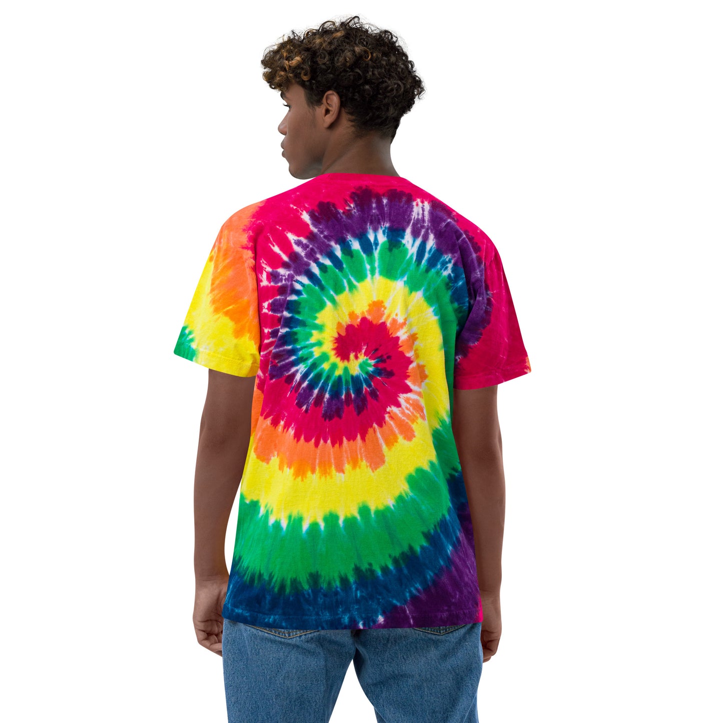 Dolphins are jerks- Black Thread Embroidered Oversized Tie-Dye Shirt