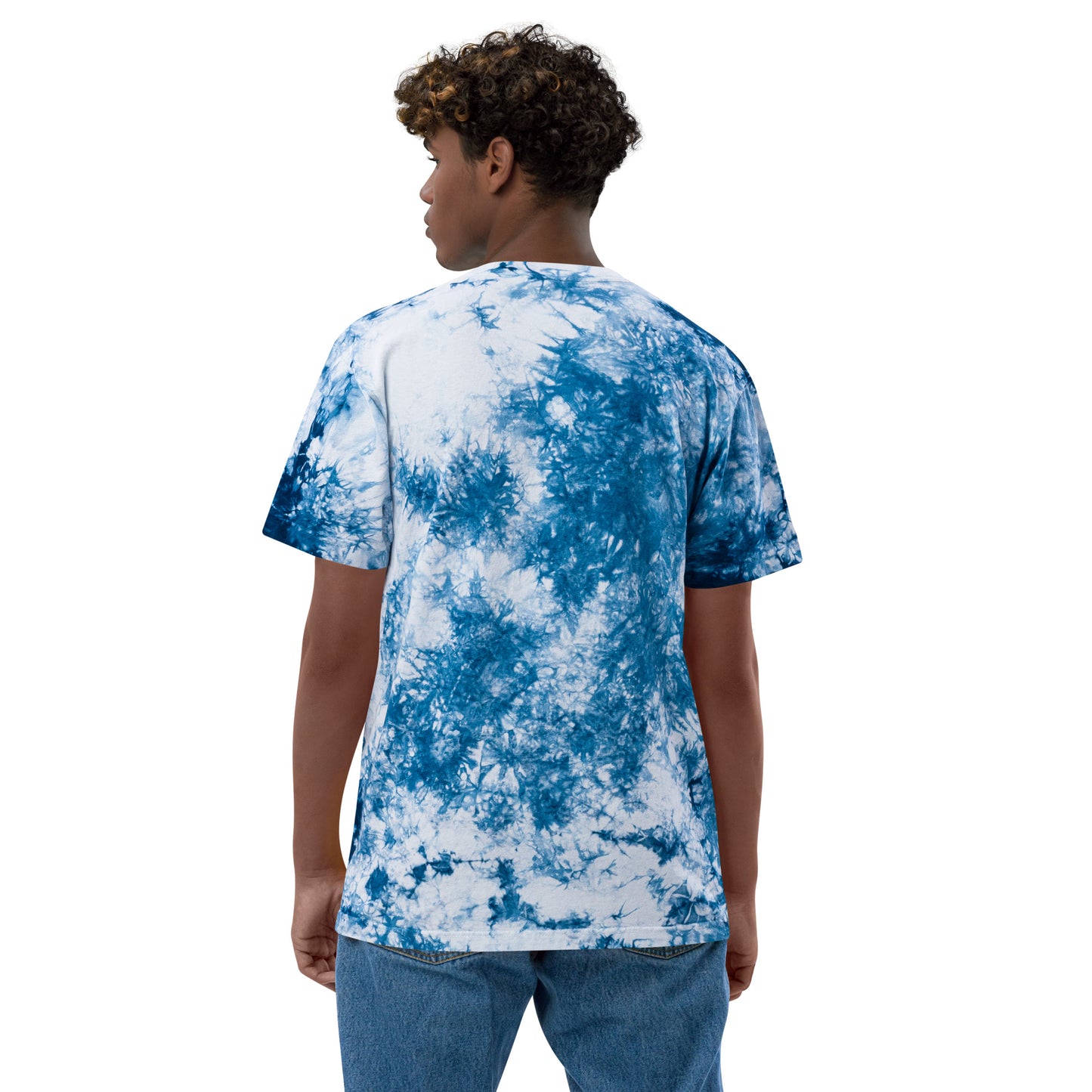 Dolphins are jerks- Black Thread Embroidered Oversized Tie-Dye Shirt