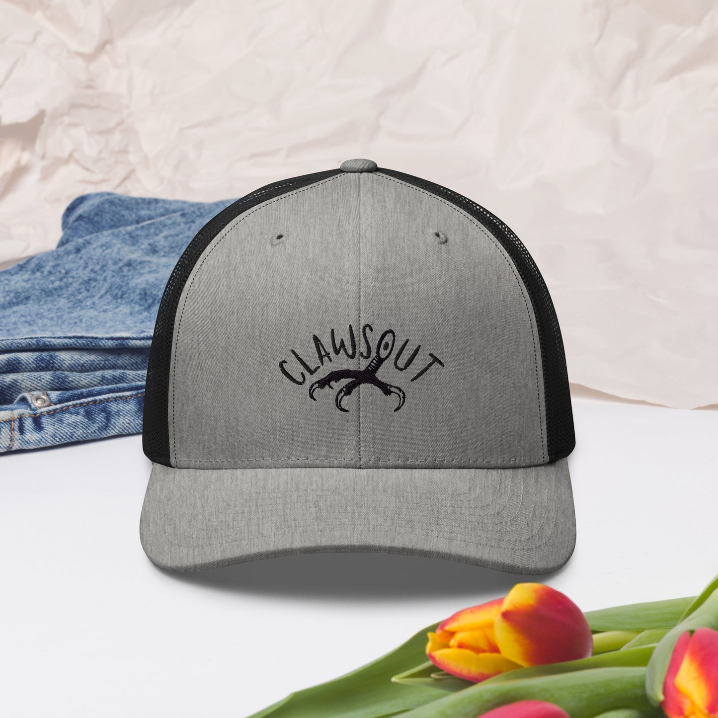 CLAWSOUT Brand Trucker Cap, black embroidery