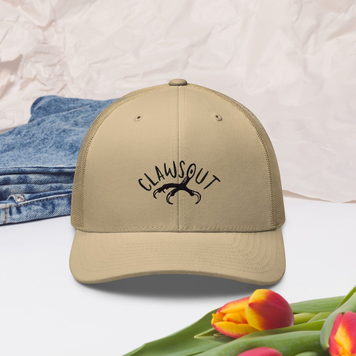 CLAWSOUT Brand Trucker Cap, black embroidery