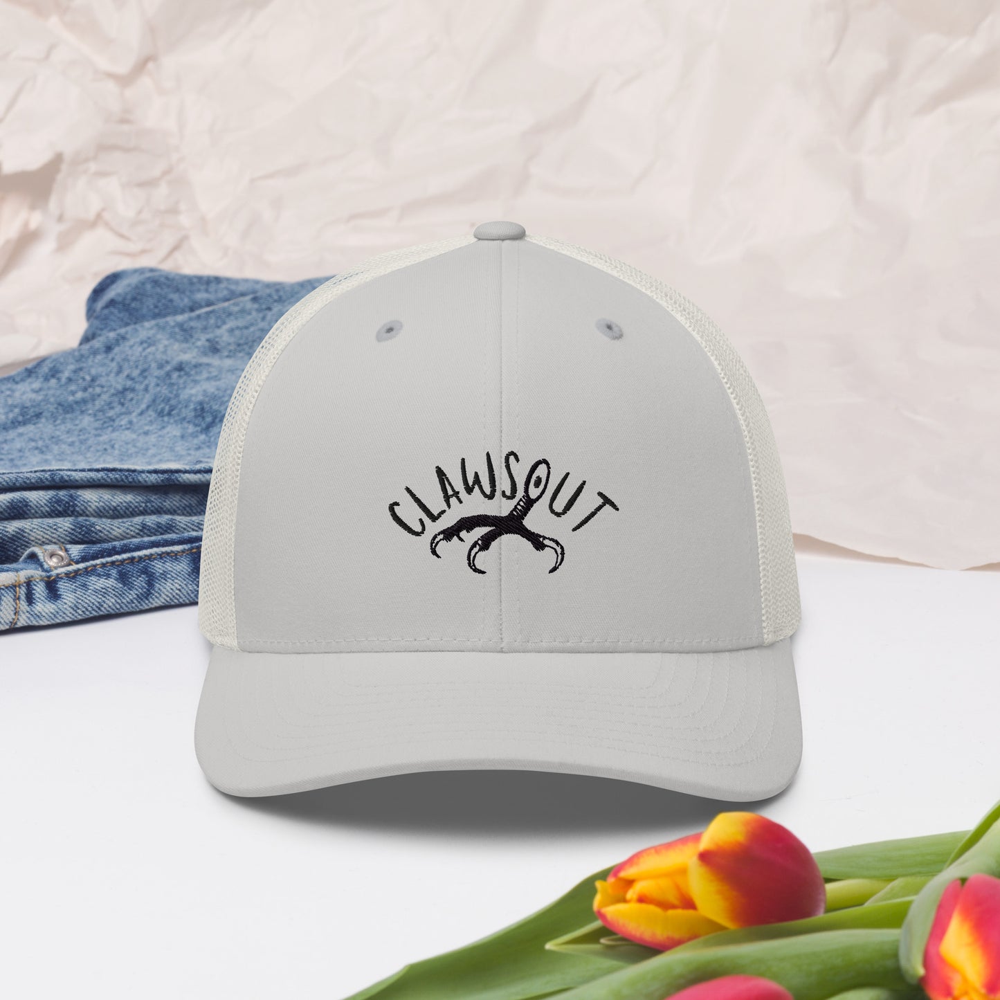 CLAWSOUT Brand Trucker Cap, black embroidery