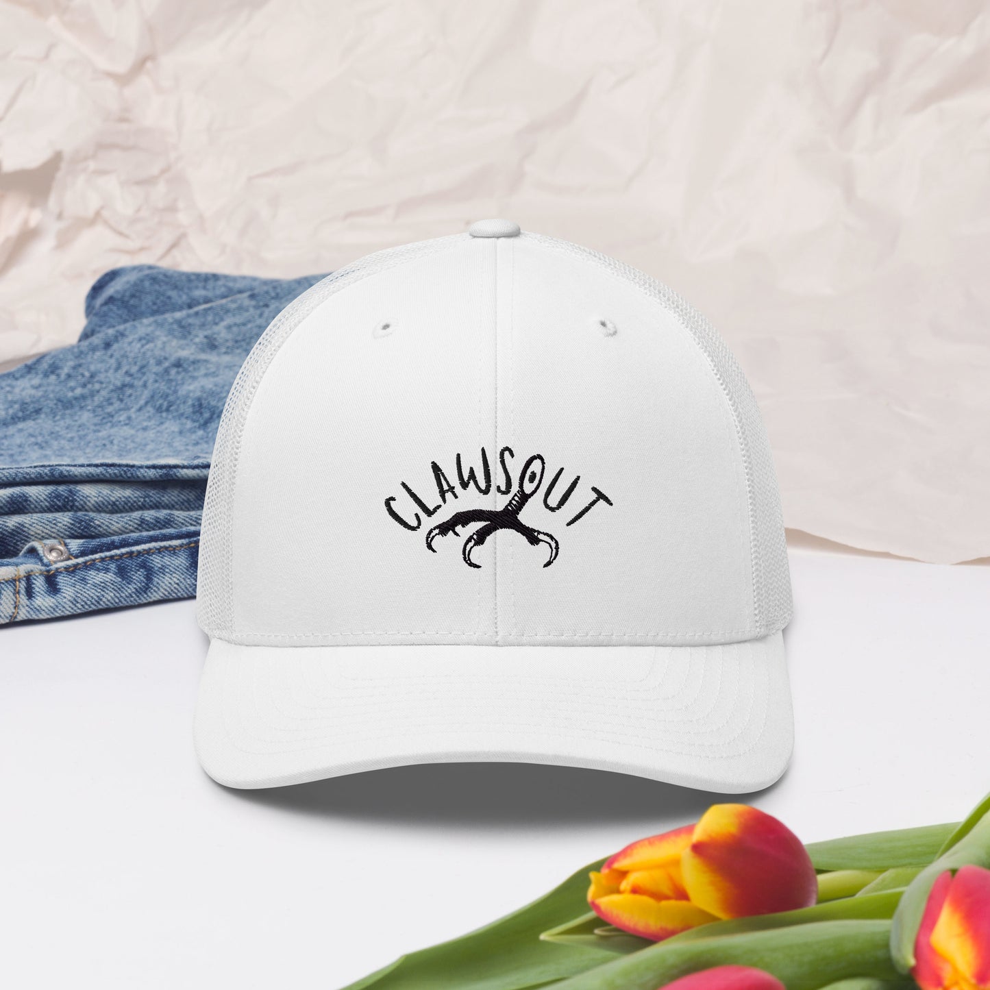 CLAWSOUT Brand Trucker Cap, black embroidery