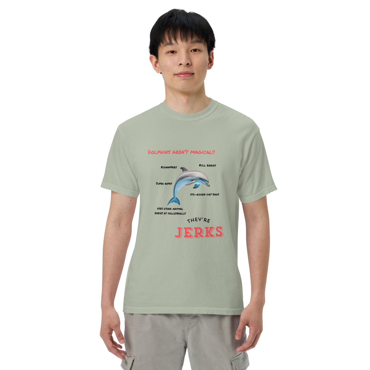 Dolphins aren't magical, they're jerks- Unisex garment-dyed heavyweight t-shirt