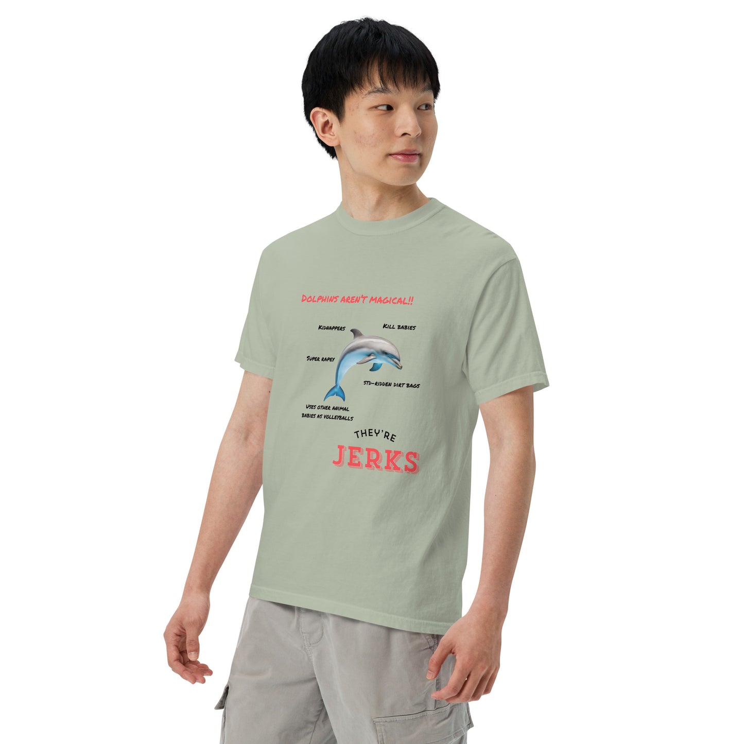 Dolphins aren't magical, they're jerks- Unisex garment-dyed heavyweight t-shirt