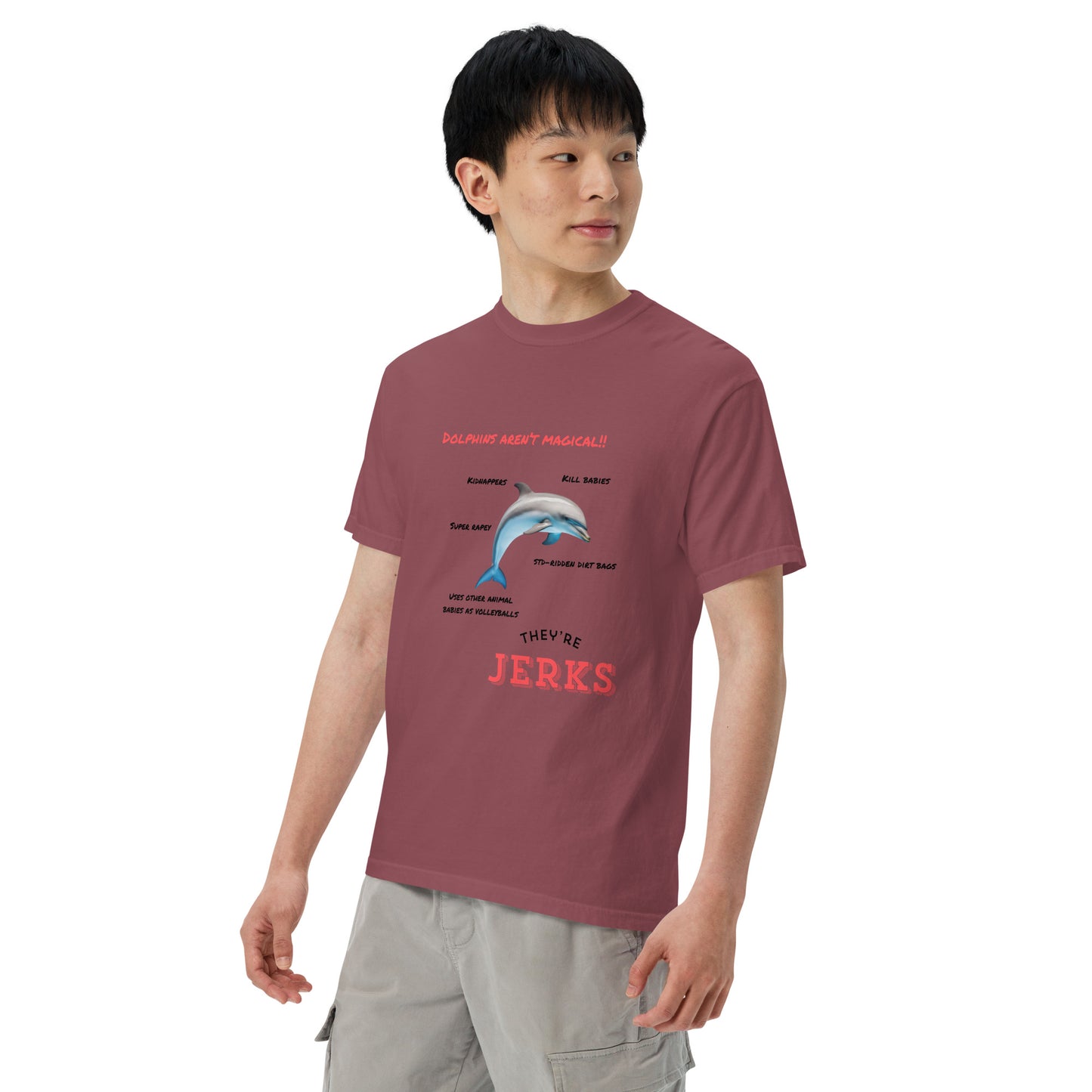 Dolphins aren't magical, they're jerks- Unisex garment-dyed heavyweight t-shirt