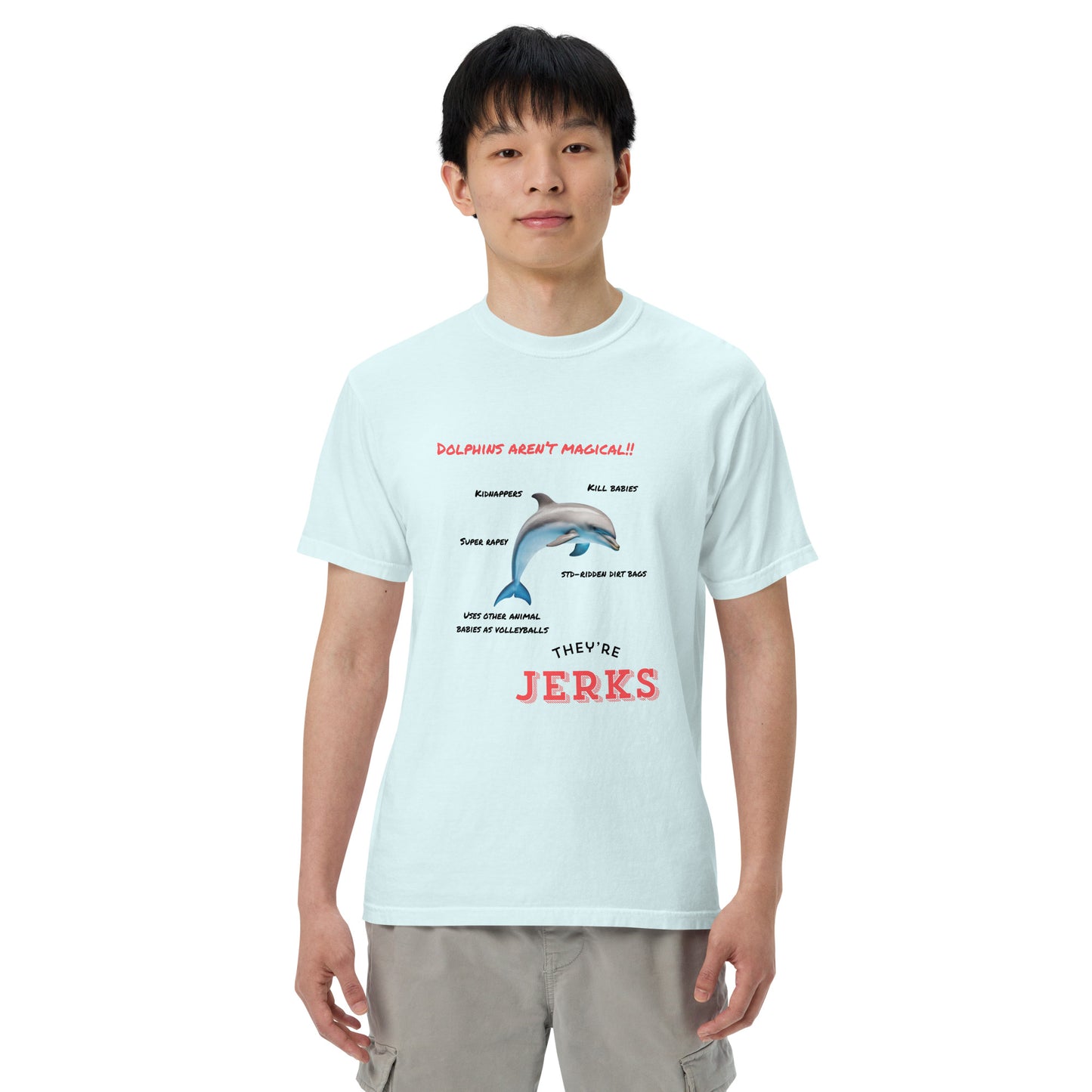 Dolphins aren't magical, they're jerks- Unisex garment-dyed heavyweight t-shirt