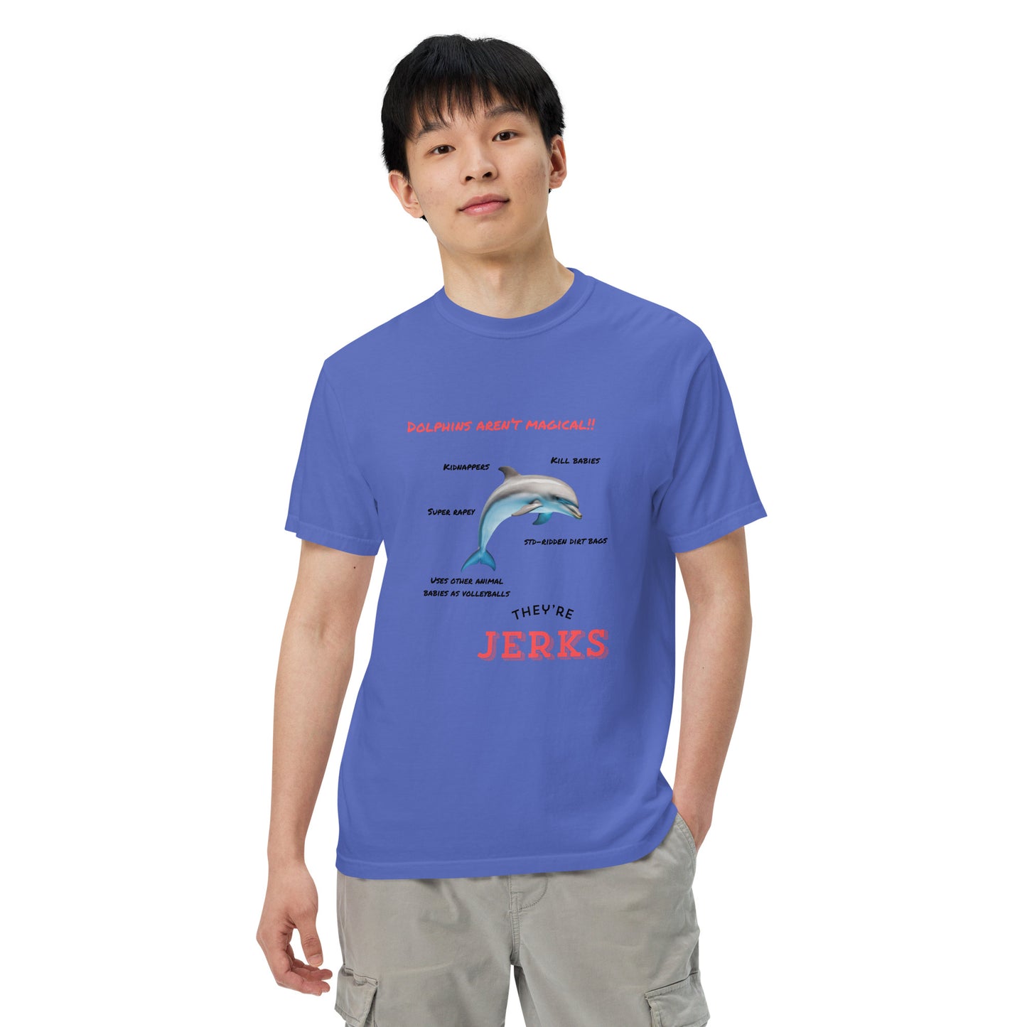 Dolphins aren't magical, they're jerks- Unisex garment-dyed heavyweight t-shirt