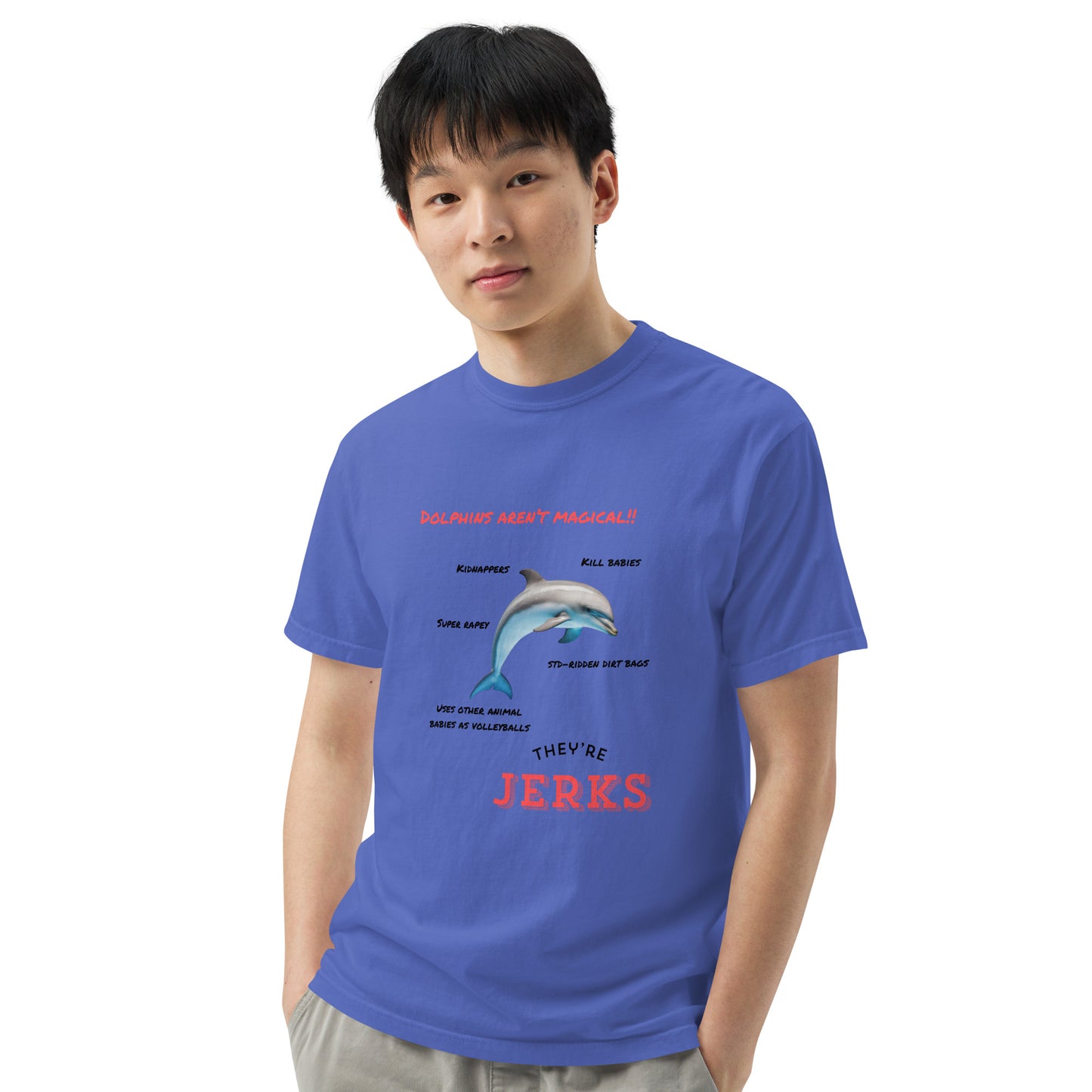 Dolphins aren't magical, they're jerks- Unisex garment-dyed heavyweight t-shirt