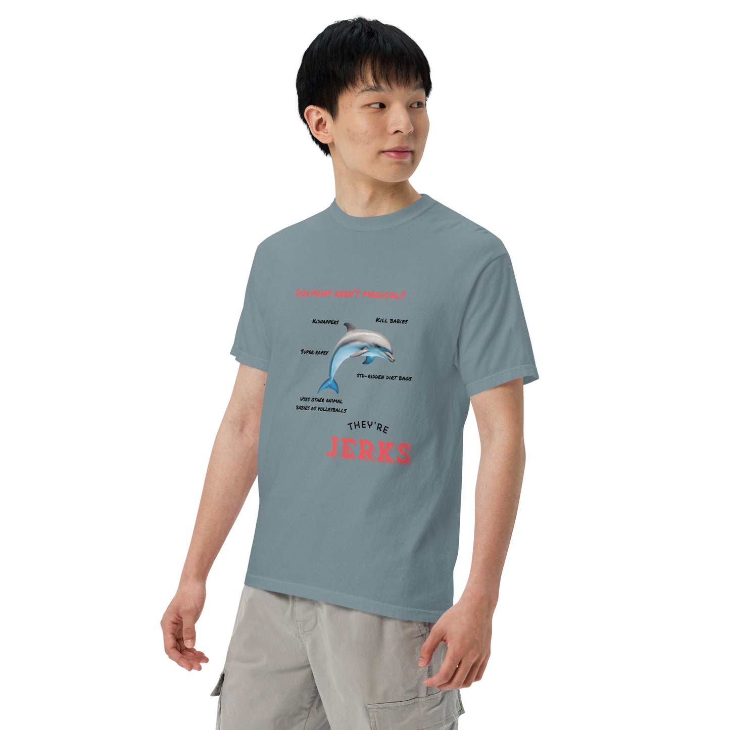 Dolphins aren't magical, they're jerks- Unisex garment-dyed heavyweight t-shirt