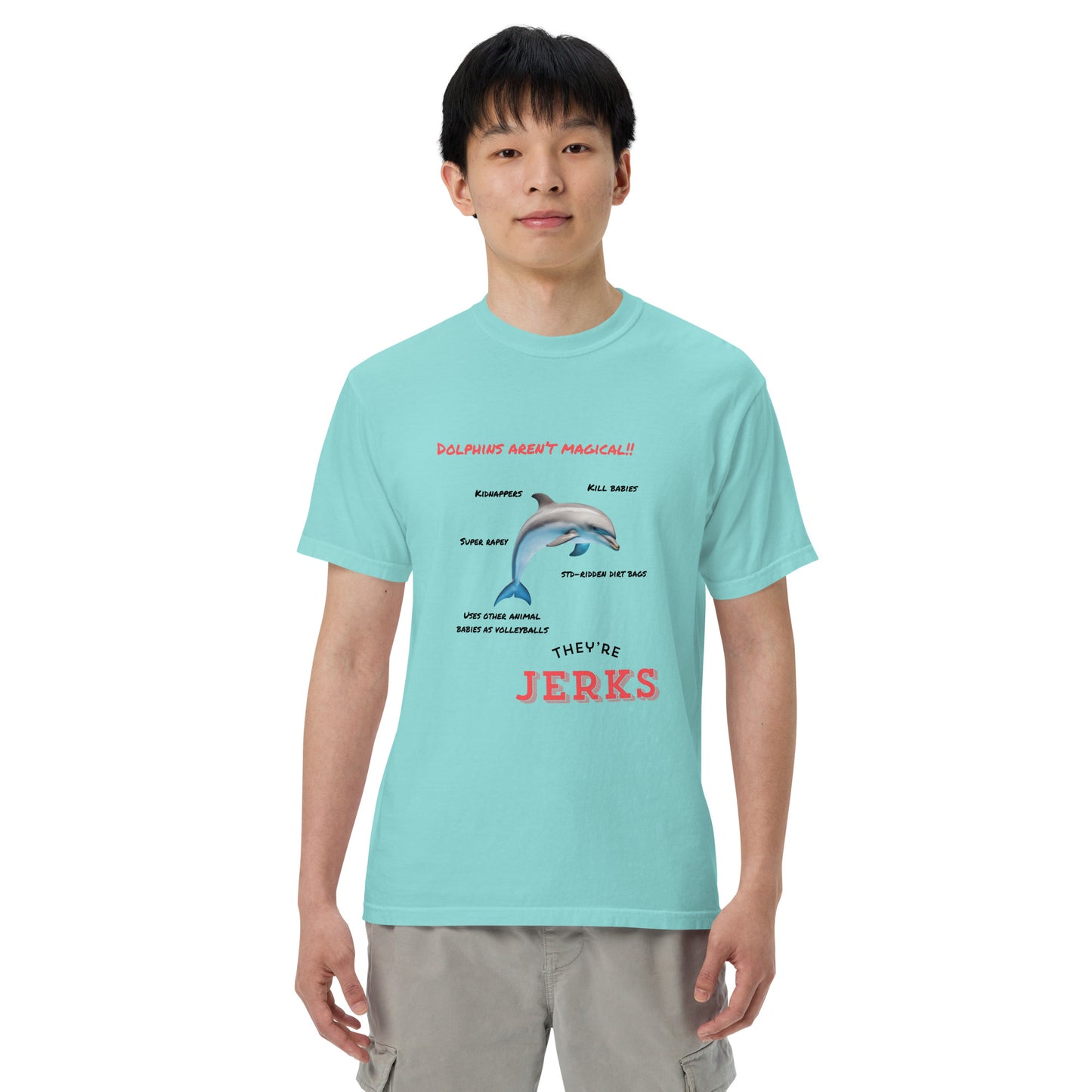 Dolphins aren't magical, they're jerks- Unisex garment-dyed heavyweight t-shirt