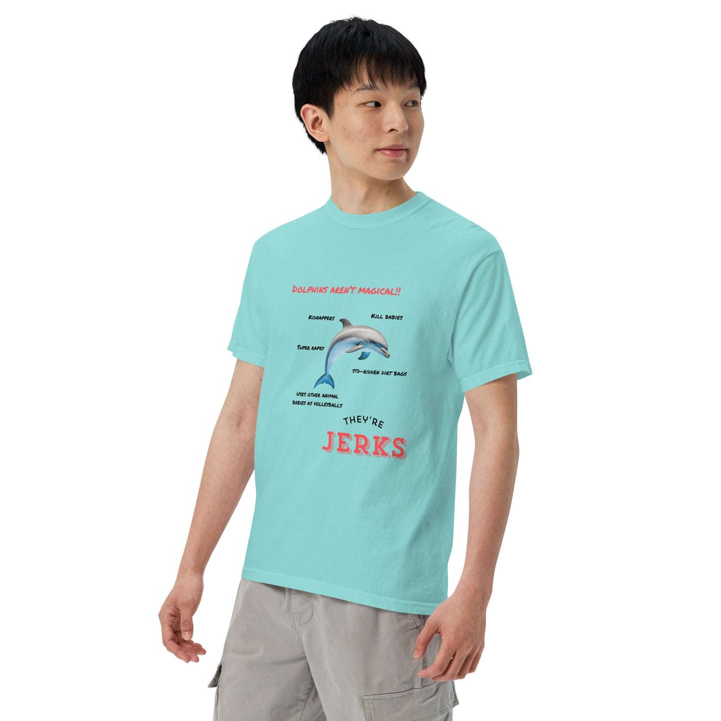 Dolphins aren't magical, they're jerks- Unisex garment-dyed heavyweight t-shirt