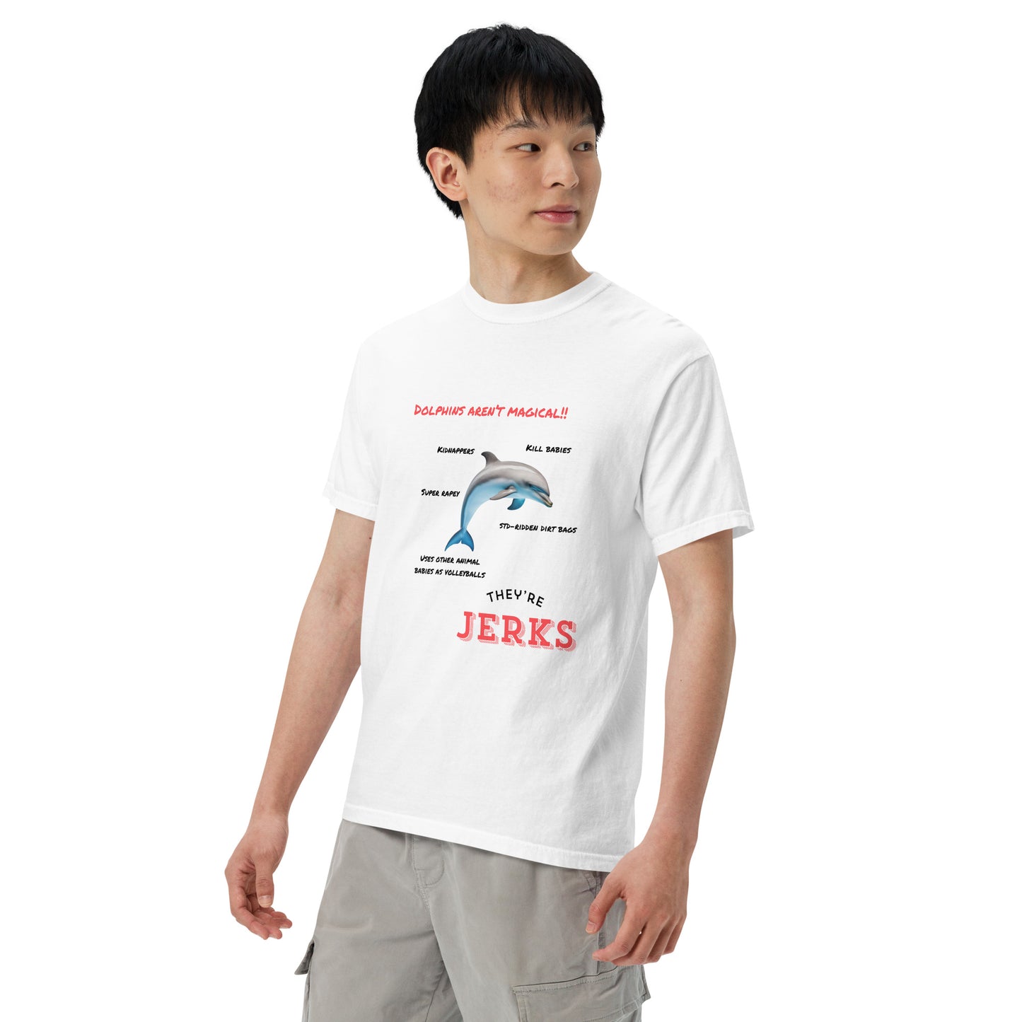 Dolphins aren't magical, they're jerks- Unisex garment-dyed heavyweight t-shirt