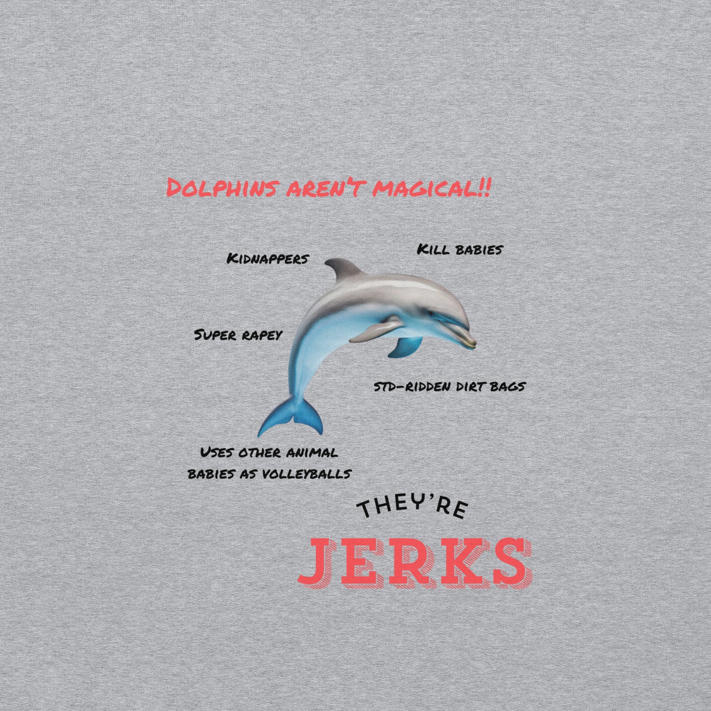 Dolphins are jerks front and back print unisex hoodie