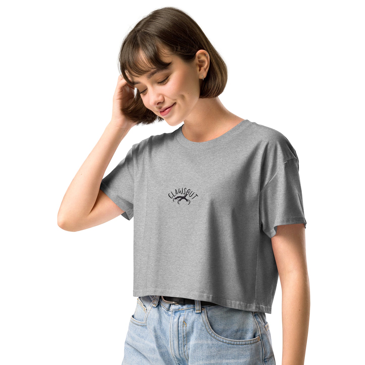 CLAWSOUT brand crop top- black embroidery