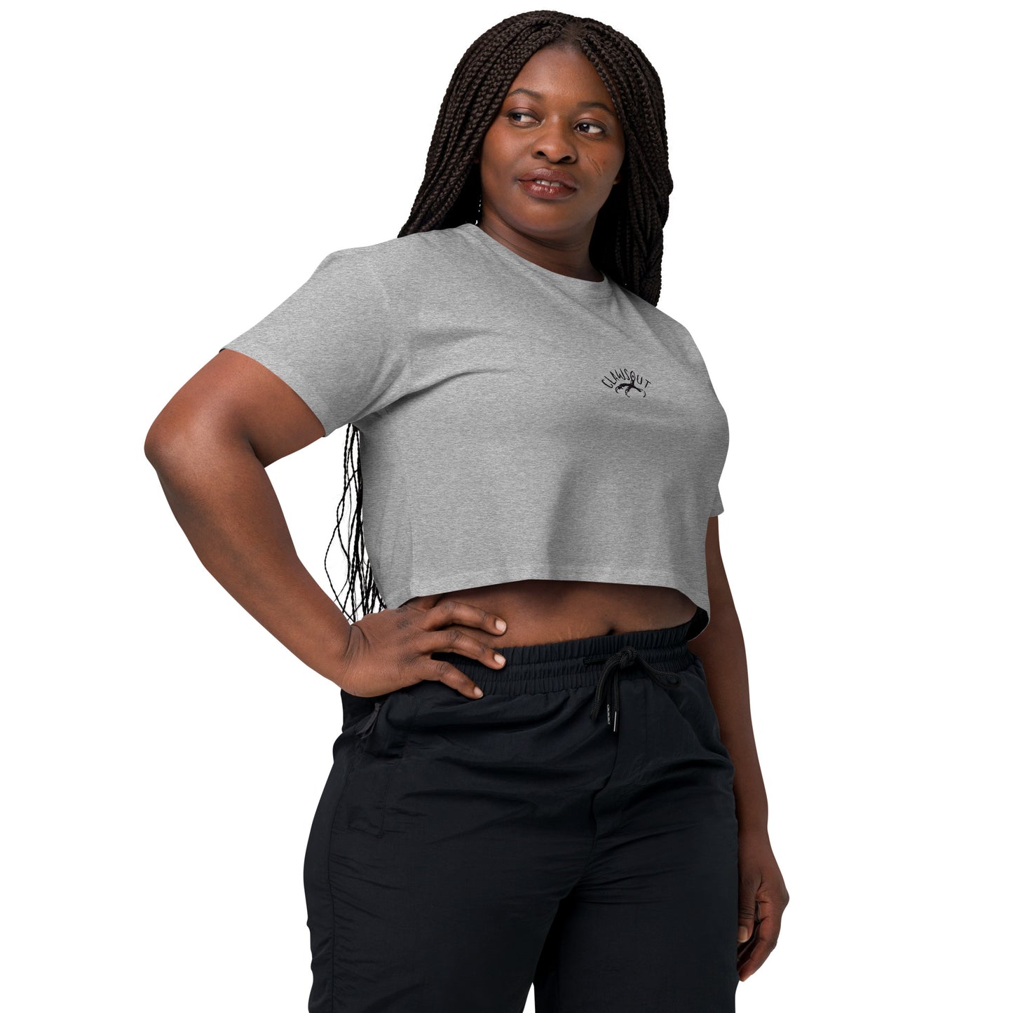 CLAWSOUT brand crop top- black embroidery