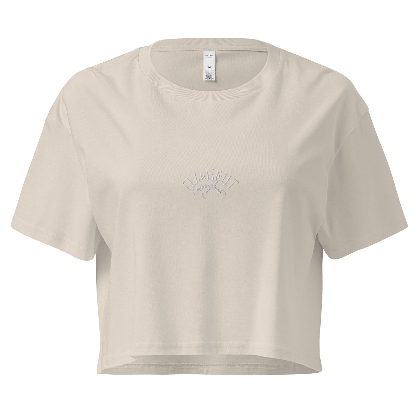 CLAWSOUT brand crop top- white embroidery