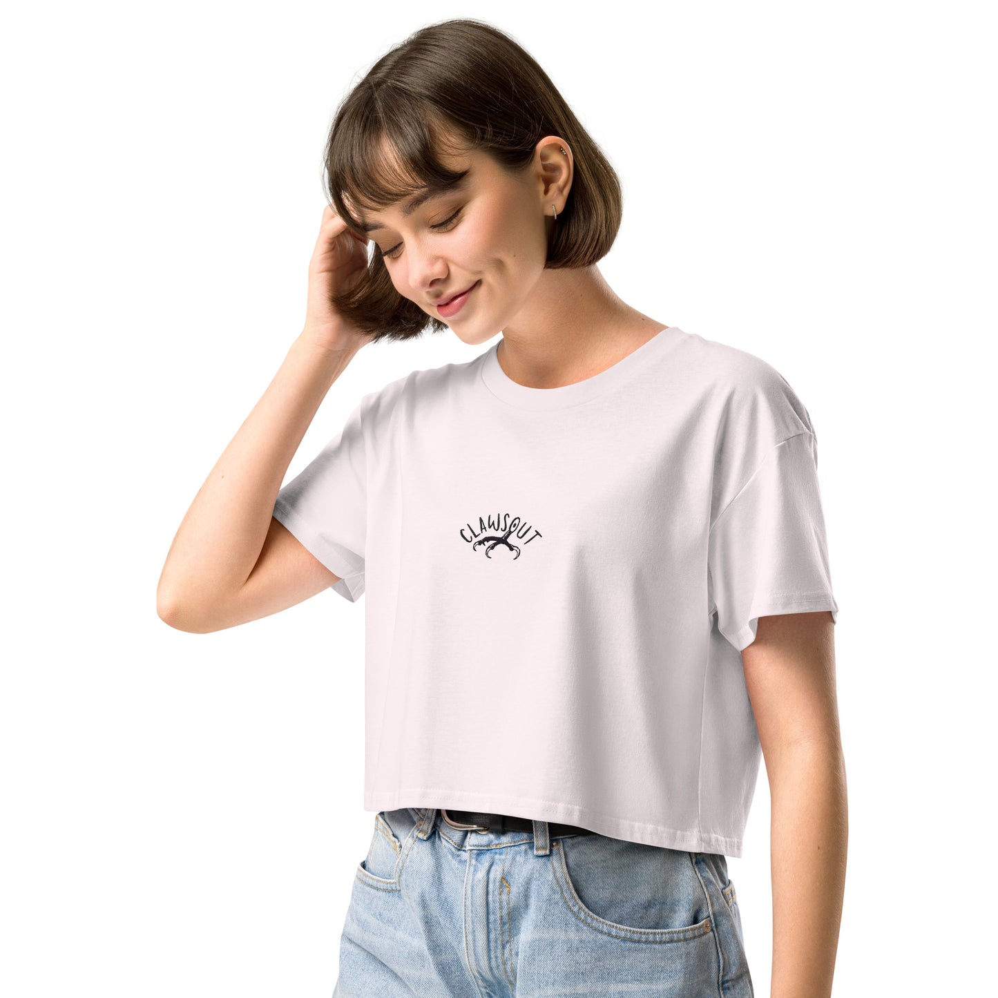 CLAWSOUT brand crop top- black embroidery