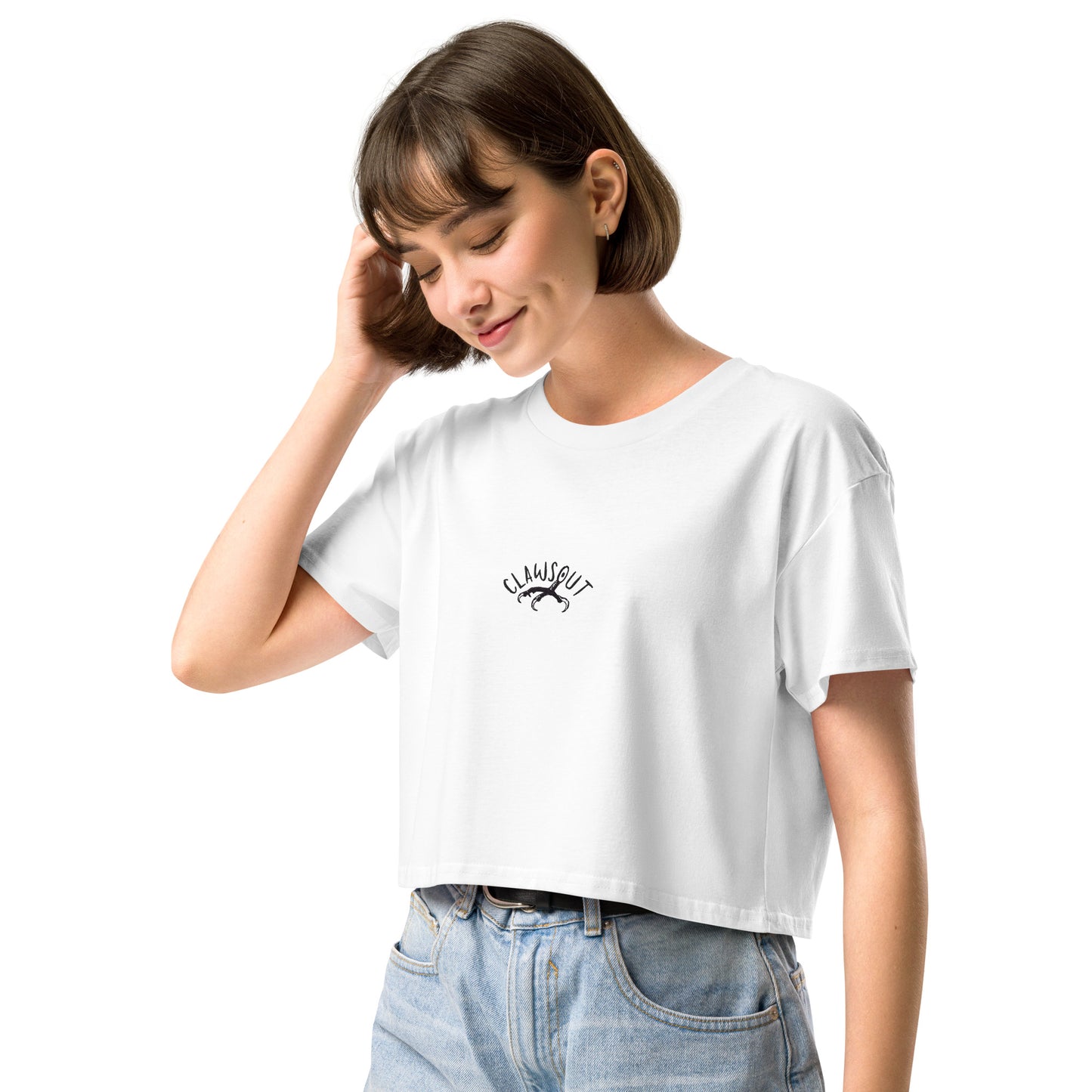 CLAWSOUT brand crop top- black embroidery